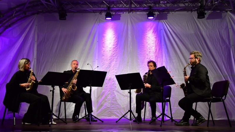 Vermochte sein Publikum beinahe zu hypnotisieren: das Raschèr-Saxophone-Quartett, bestehend aus Christine Rall (von links), Andreas van Zoelen, Oscar Trompenaars und Elliot Riley.