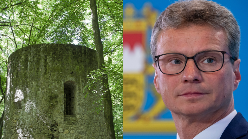 Ein Burgturm der Ruine Ehrenfels bei Beratzhausen, für die Kunstminister Bernd Sibler (CSU) am Freitag eine staatliche Förderung angekündigt hat.