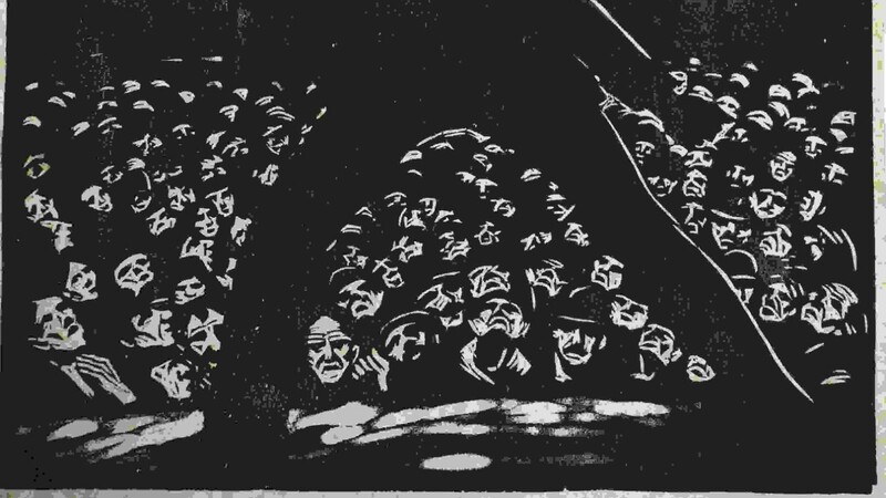 Max Westhäusers Holzschnitt "Volk an der Ruhr" (1919).