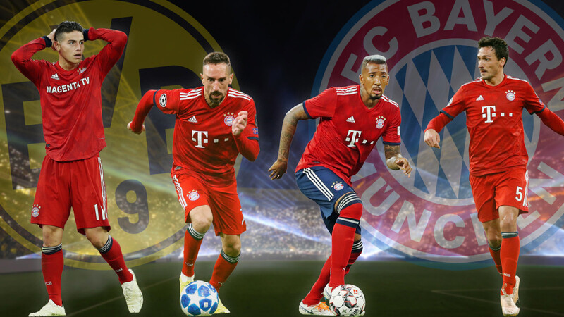 Wer darf ran gegen Dortmund? Die Bayern-Stars James, Ribéry, Boateng und Mats Hummels (v.l.).