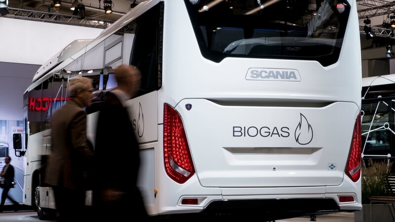 Ein Bus, der mit Biogas fährt.