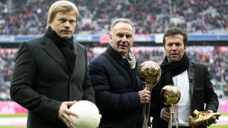 Oliver Kahn (l.) und Karl-Heinz Rummenigge (M.) könnten die Bayern in Zukunft gemeinsam führen. Das wäre zumindest der Traum von Lothar Matthäus.