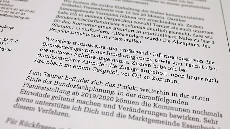 In einem Schreiben teilte Bundestagsabgeordneter Florian Oßner der Marktgemeinde Essenbach mit, dass Wirtschaftsminister Peter Altmaier einem Gespräch vor Ort zugesagt hat.