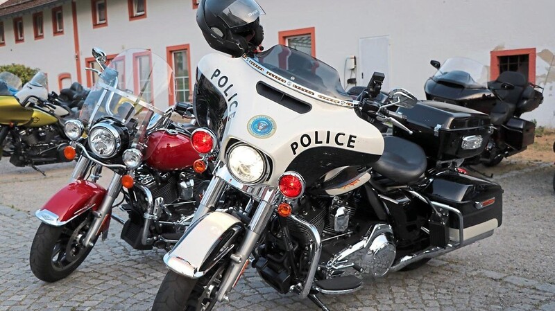 Eines von zwei besonderen Stücken: ein USA-Polizeimotorrad