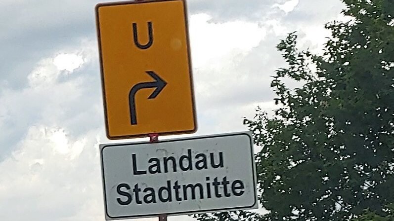 Kurzzeitig überflüssig: Das Umleitungsschild an der B20 bei Landau-Nord.