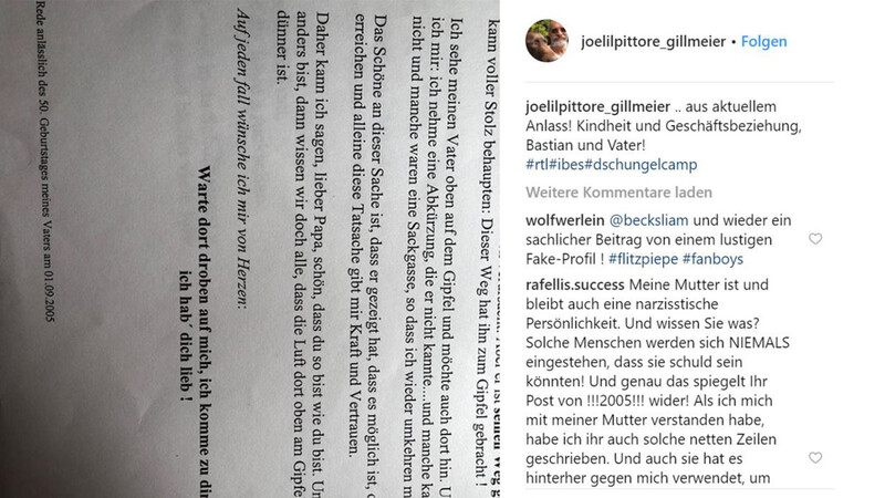 Das postete Josef Gillmeier auf Instagram, um sich gegen die Prügel-Vorwürfe seines Sohnes Bastian Yotta zu wehren.