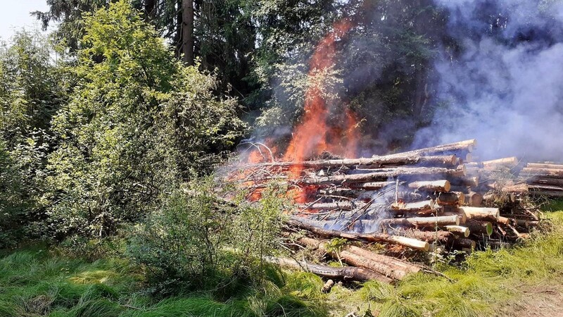 Neben der Ruselstrecke brannte ein Holzhaufen.