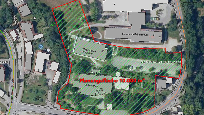 Das Planungsgebiet des neuen Kindergartens sieht nun auch eine Erweiterung nach Nordwesten vor.