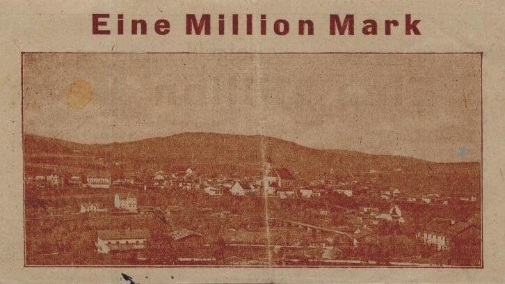 Die Rückseite eines Notgeldscheins aus dem Jahr 1923, ausgegeben vom Marktgemeinderat Viechtach.