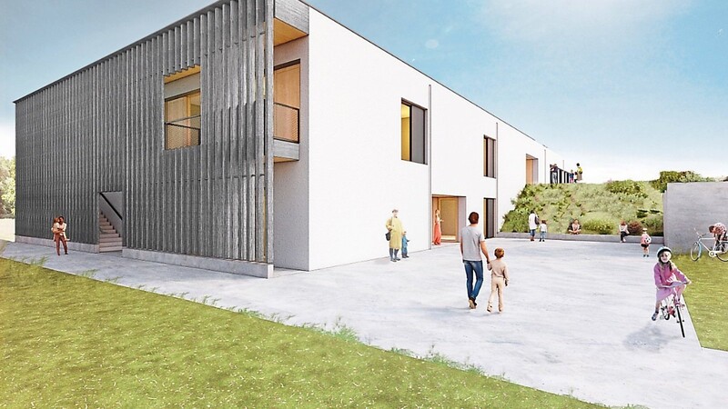 So soll das neue Bucher Kinderhaus an der Schulstraße einmal aussehen. Es soll einmal vier Krippengruppen und fünf Kindergartengruppen beheimaten. Die Gesamtkostenschätzung beläuft sich auf 9,5 Millionen Euro.