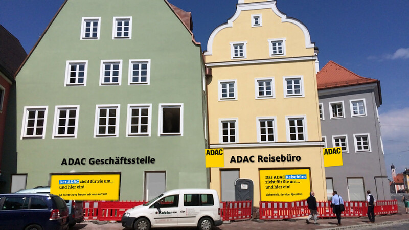 Diese Animation zeigt die neue Heimat der ADAC Geschäftsstelle & Reisebüro Landshut in der Altstadt 100. Die Gelben Engel ziehen dort als Mieter der Heilig-Geistspitalstiftung im Mai 2019 ein.
