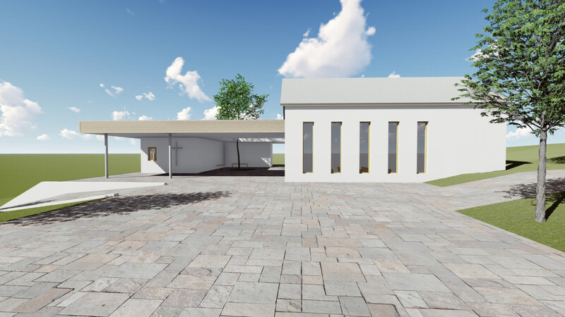 Eine 3-D Grafik des Architekturbüros veranschaulicht, wie die neue Aussegnungshalle aussehen wird.