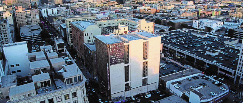 Das "Cecil Hotel" in Los Angeles, Kalifornien. 