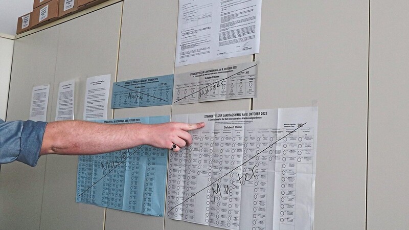 Sowohl die Stimmzettel als auch die Wahlbekanntmachung hängen in jedem Wahllokal aus.