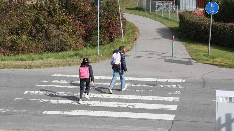 Den Fußgängerüberweg sehen vor allem die Eltern als nicht sicher genug. Zumindest die weißen Streifen, die in schlechtem Zustand sind, soll eine Firma noch im Herbst erneuern.
