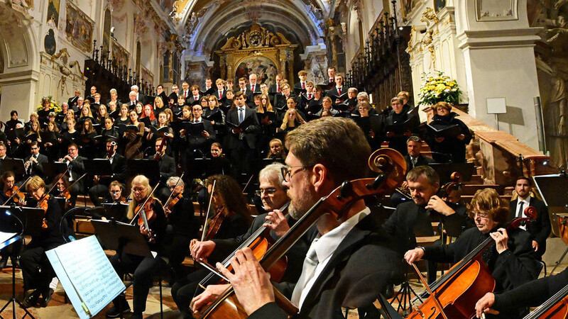 Ein prächtiges Bild bot sich bei der Messe in c-Moll im Freisinger Dom. Der Jugendchor der Domkantorei, der Domchor und das Domorchester sowie die vier Solisten boten eine bravouröse Leistung.