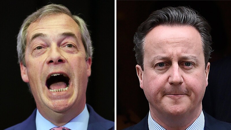 Während Ex-Premier David Cameron (r.) einen wichtigen Posten im Kabinett erhalten hat, wird Nigel Farage in wenigen Tagen ins Dschungelcamp einziehen.