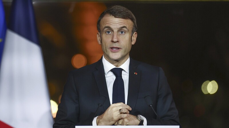 Emmanuel Macron, Präsident von Frankreich, hält eine Rede anlässlich des 75. Jahrestages der Allgemeinen Erklärung der Menschenrechte im Palais de Chaillot. Der 75. Jahrestag der ?Allgemeinen Erklärung der Menschenrechte? wurde am 10. Dezember 1948 von der UN-Vollversammlung angenommen. +++ dpa-Bildfunk +++