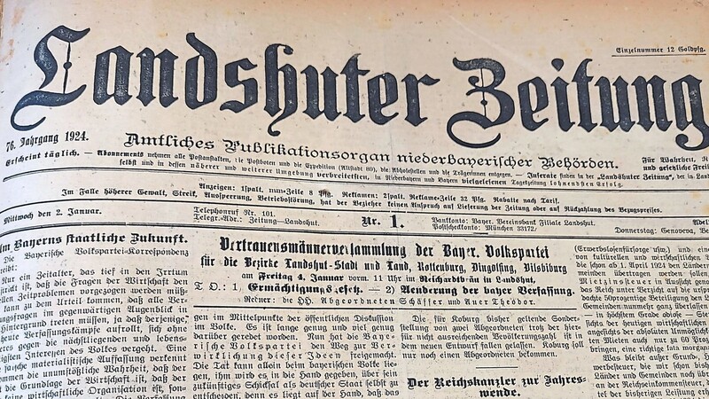 So ähnlich und doch so verschieden: Auch, wenn die Landshuter Zeitung im Jahr 1924 auch viele Themen aufgriff, die dem Leser von heute bekannt sein dürften, in Aufmachung, Inhalt und Schreibweise unterschied sie sich zum Teil drastisch.