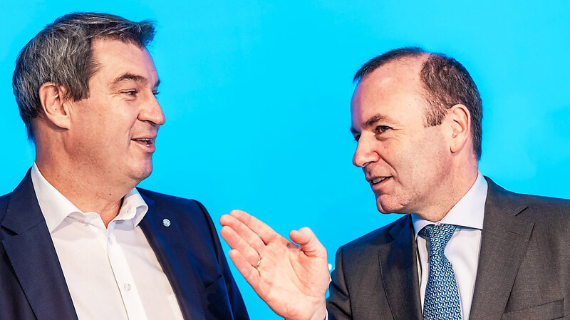 Markus Söder (l.) und Manfred Weber warnen   vor einer Krise der EU, sollte Ursula von der Leyen als Kommissionschefin durchfallen.