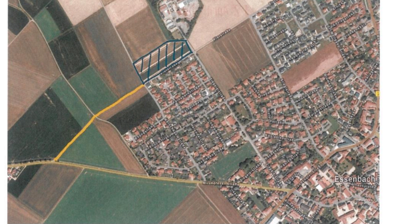 Ringlstetter und Schraml wollten die Flurstraße in Richtung LA 6 (gelb markiert) in den Bebauungsplan mit aufnehmen.