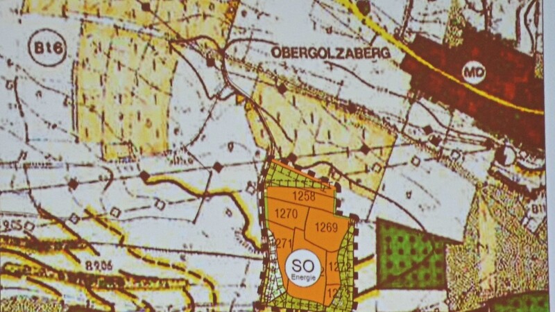 Die orangefarbene Fläche bezeichnet im geänderten Flächennutzungsplan das Gebiet des bei Obergolzaberg geplanten Solarparks "SO PV-Anlage Großschwaiba III".