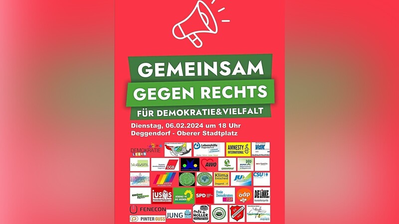 Auch die CSU, der VdK und die Beratungsstelle pro familia gehören nun zu den Unterstützern der Demo am 6. Februar. Die Freien Wähler wurden vom Veranstalter, der Grünen Jugend Deggendorf, nicht angefragt.
