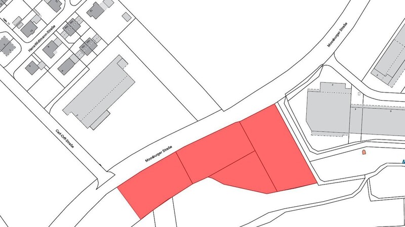 Auf dem Projektgebiet zwischen Moosburger Straße und Marktbach soll die Ansiedlung von Aldi und DM gebaut werden.