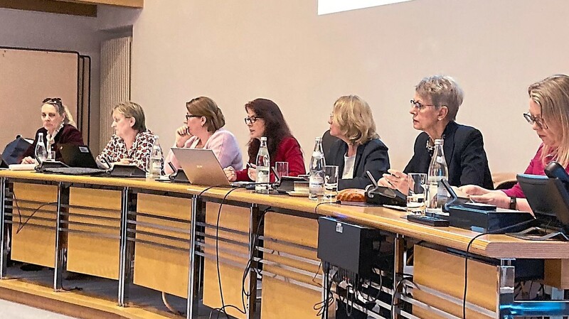 Von links: Patricia Steinberger (SPD), Elke März-Granda (ÖDP), Johanna Schramm (Junge Wähler), Anja König (SPD), Iris Haas (Grüne), Hedwig Borgmann (Grüne) und Kirstin Sauter (FDP)
