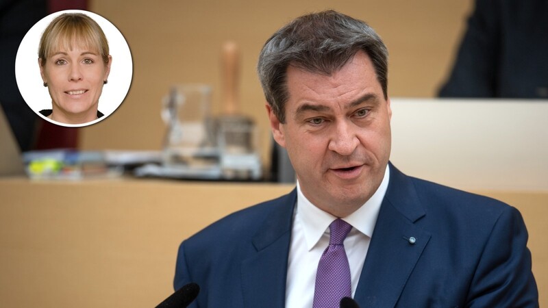 Markus Söder (CSU), Ministerpräsident von Bayern, gibt im Plenarsaal während der Landtagssitzung eine Regierungserklärung ab.