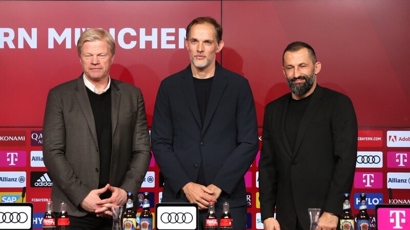 Das neue Trio beim FC Bayern (v.l.): Kahn, Tuchel und Sportvorstand Hasan Salihamidzic.