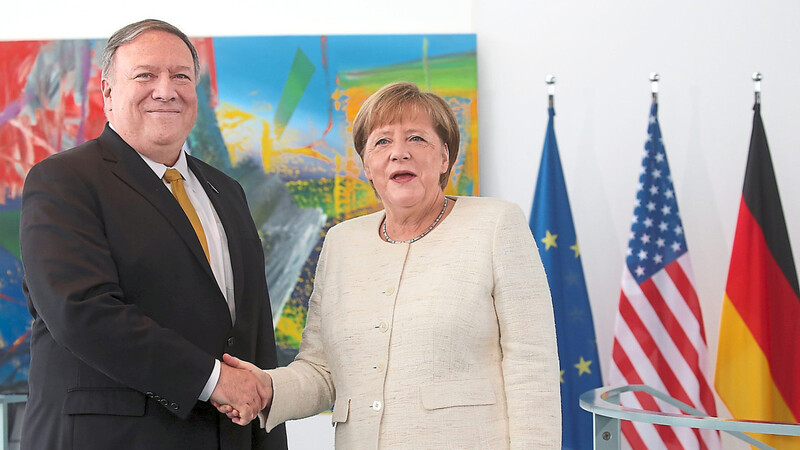 "Wichtigster Partner": Trotz Differenzen betont Angela Merkel beim Besuch von Mike Pompeo die Bedeutung des transatlantischen Verhältnisses.