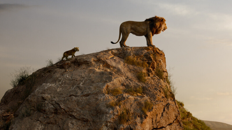 "Das alles wird einmal Dir gehören": König Mufasa zeigt seinem kleinen Prinzen Simba vom hohen Felsen aus das Königreich.