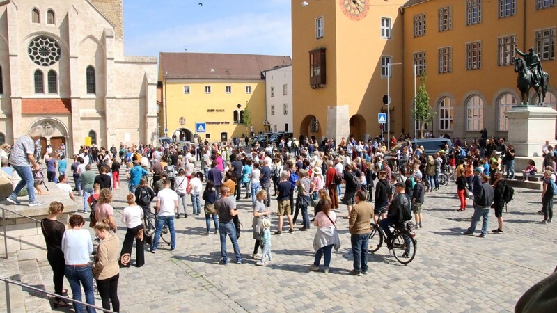 Die Demonstrationen am Samstag in Regensburg verliefen friedlich. Die verwendeten Symbole verweisen darauf, dass ein Teil der Teilnehmer politisch randständigen Millieus angehört.