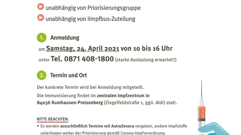 Alle wichtigen Informationen zur Sonder-Impfaktion im Landkreis Landshut.