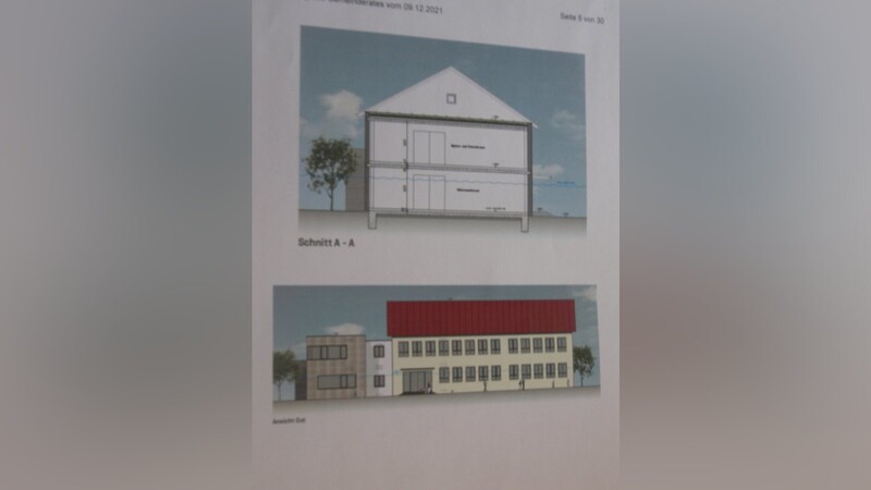 Das Planungsbüro Seidl & Ortner schlägt für die erforderliche Erweiterung der Grundschule einen zweigeschossigen Anbau vor.