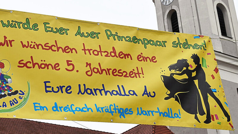 Das Banner der Faschingsgesellschaft.