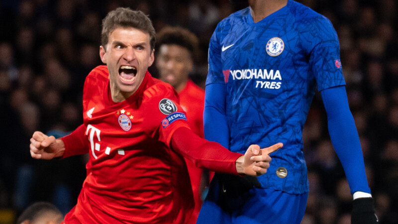 DIE ENTSCHLOSSENHEIT IN PERSON ist Thomas Müller, der mit dem FC Bayern durch den 3:0-Sieg bei Chelsea London das Tor zum Viertelfinale in der Champions League weit aufgestoßen hat.