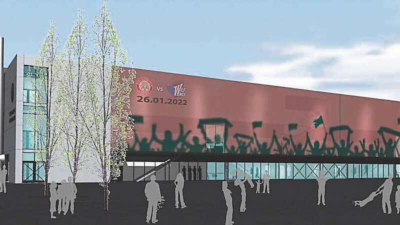 Im Herbst wurde die künftige Fassade des Eisstadions vorgestellt: Der Zweckbau soll mit einer Membranfassade aufgewertet werden.