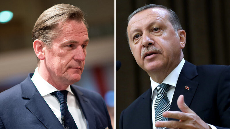 Die Bildkombo zeigt Mathias Döpfner (l), den Vorstandsvorsitzenden der Axel Springer SE (Archivfoto vom 16.04.2014), und den türkischen Präsidenten Recep Tayyip Erdogan (Archivfoto vom 04.05.2016).