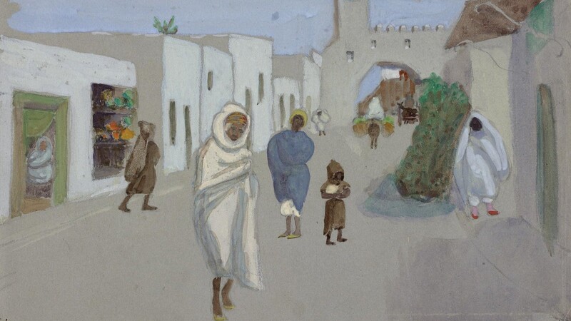 Mit dem Schiff ging's am 6. Dezember 1904 von Marseille nach Tunis. Schon wenig später hat Gabriele Münter typische Straßenszenen nordafrikanischer Städte eingefangen.