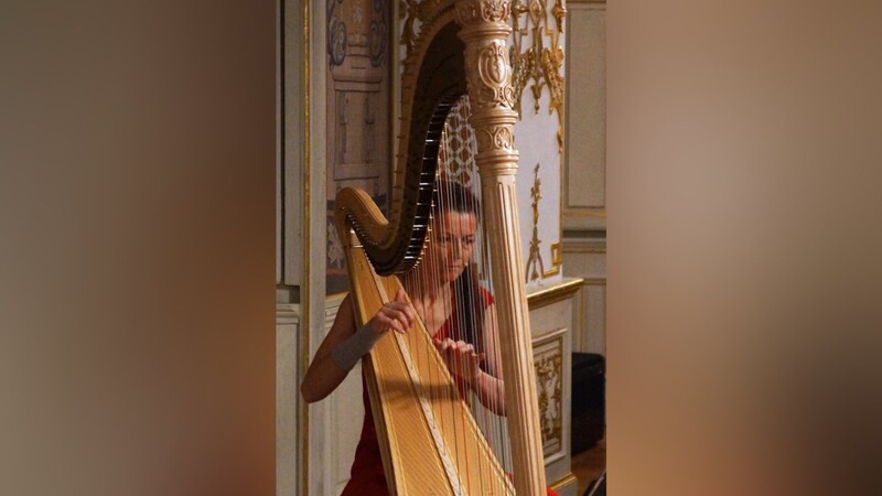 Silke Aichhorn verzauberte die Zuhörer im Kaisersaal des Schlosses Alteglofsheim mit den Klängen ihrer Harfe.