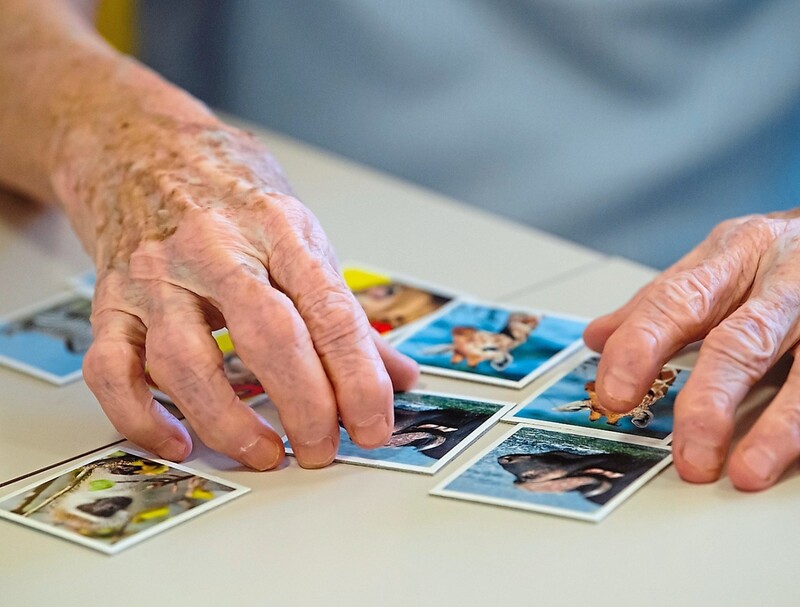 Gesellschaftsspiele sind eine beliebte Aktivität, die die Betreuungshelfer, zum Beispiel bei den Maltesern, mit den Senioren ausüben. 
