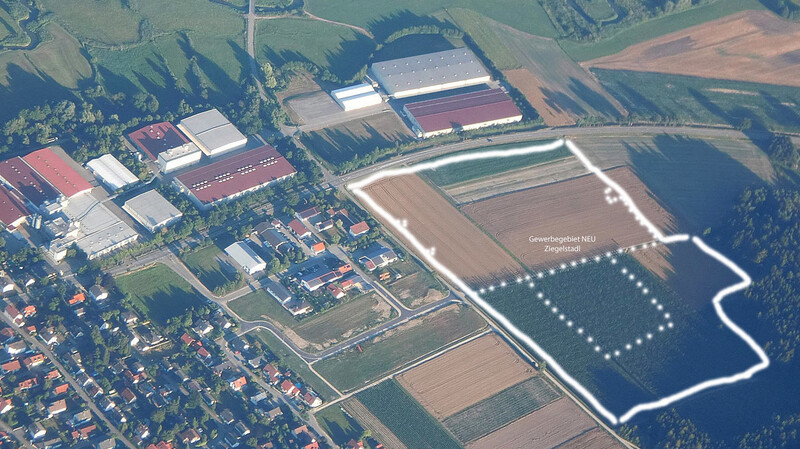 Unser Bild zeigt den Umgriff des neuen und jetzt mit Flächennutzungsplan ausgewiesenen Gewerbegebiets "Ziegelstadl" westlich der Bundesstraße in St. Johann.