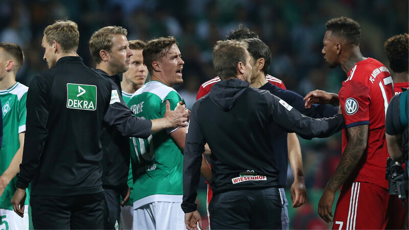 Sagten sich die Meinung: Max Kruse (li.) von Werder Bremen und Jérôme Boateng (re.) vom FC Bayern.