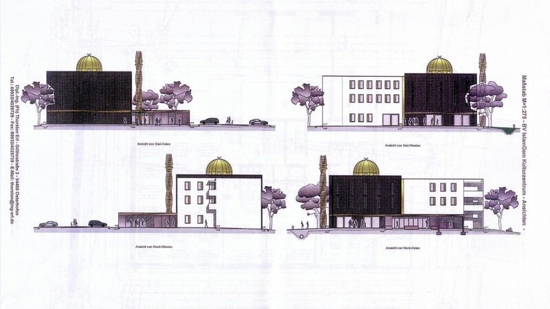 So soll das neue Gemeindezentrum des Türkisch-islamischen Vereins aussehen. (Grafik: Architekturbüro HIW)