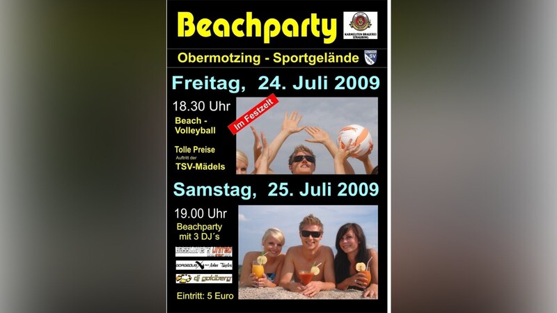 Der Flyer zur Beachparty in Obermotzing.