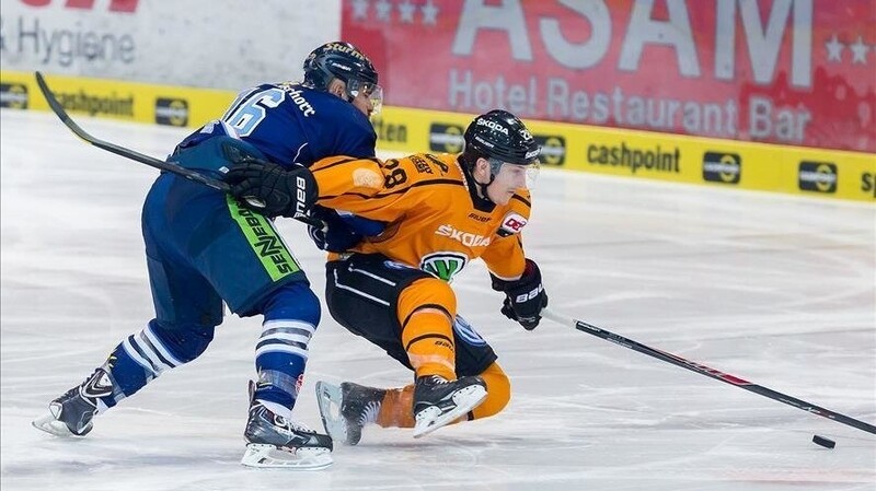 Der "Hockey-Terrier" der Straubing Tigers Carsen Germyn (links) wird die restliche Saison in der schwedischen ersten Liga auflaufen (Foto: Schindler).