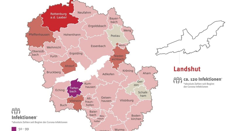 Die aktuelle Übersicht über die Coronavirus-Fallzahlen in Stadt und Landkreis Landshut.