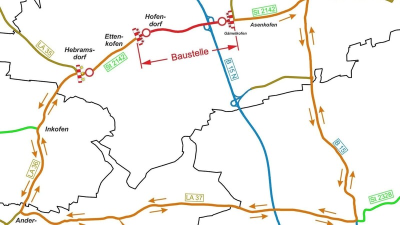 Ab kommenden Montag ist die St2142 zwischen Hofendorf und Gämelkofen vollgesperrt.